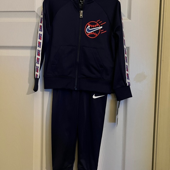 Nike Toddler Boy 2 Piece Jogging Set Baseball, Navy Blue Tracksuit - Picture 2 of 5